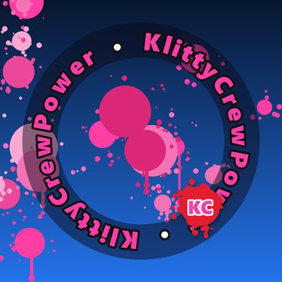 KlittyCrewPower round sticker – Dark Sky gradient with pink paint splatters