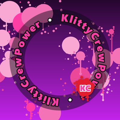 KlittyCrewPower round sticker – Dark Violet gradient with pink paint splatters