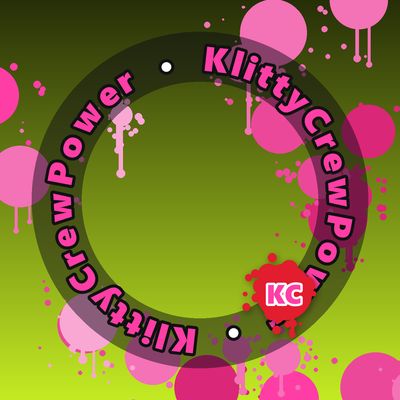 KlittyCrewPower round sticker – Dark Yellow gradient with pink paint splatters