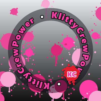 KlittyCrewPower round sticker – Grey Black gradient with pink paint splatters