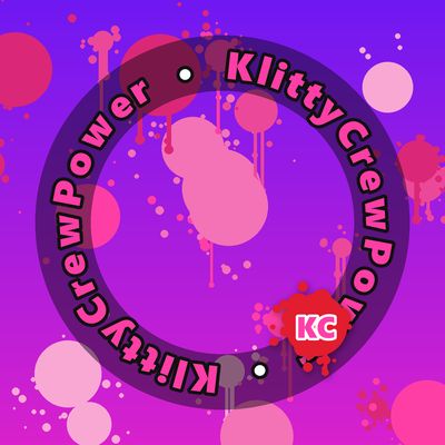 KlittyCrewPower round sticker – Indigo Purple gradient with pink paint splatters