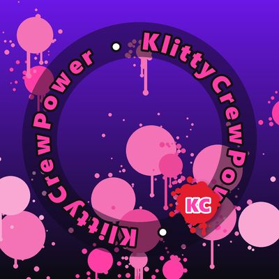 KlittyCrewPower round sticker – Indigo To Black gradient with pink paint splatters