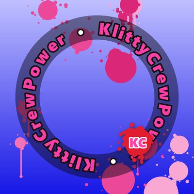 KlittyCrewPower round sticker – Light Blue gradient with pink paint splatters