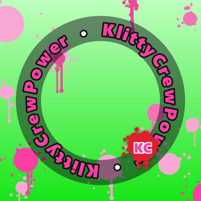 KlittyCrewPower round sticker – Light Green gradient with pink paint splatters