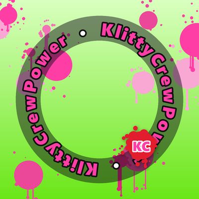 KlittyCrewPower round sticker – Light Lime gradient with pink paint splatters