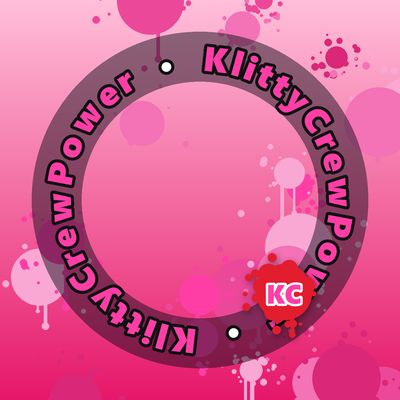 KlittyCrewPower round sticker – Light Magenta gradient with pink paint splatters