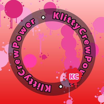 KlittyCrewPower round sticker – Light Red gradient with pink paint splatters