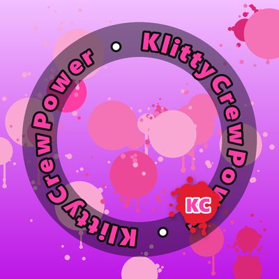 KlittyCrewPower round sticker – Light Violet gradient with pink paint splatters