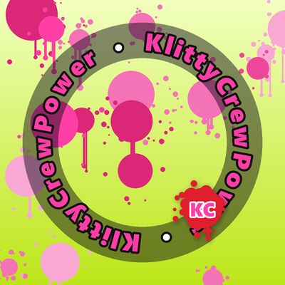KlittyCrewPower round sticker – Light Yellow gradient with pink paint splatters