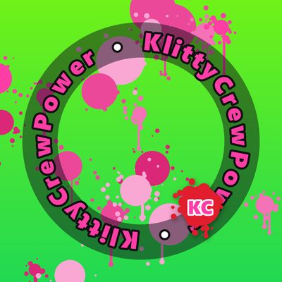 KlittyCrewPower round sticker – Lime Green gradient with pink paint splatters