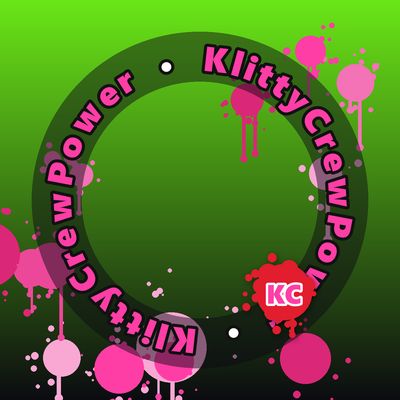 KlittyCrewPower round sticker – Lime To Black gradient with pink paint splatters