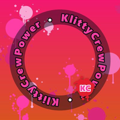 KlittyCrewPower round sticker – Magenta Red gradient with pink paint splatters