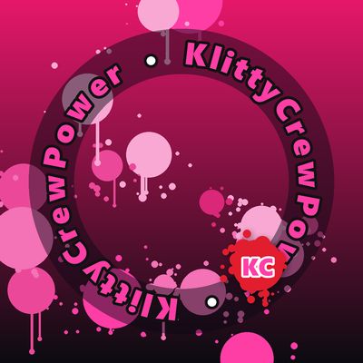 KlittyCrewPower round sticker – Magenta To Black gradient with pink paint splatters