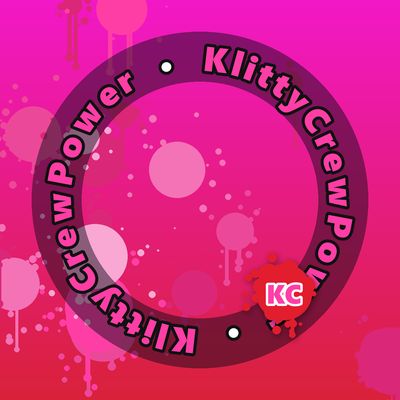 KlittyCrewPower round sticker – Purple Red gradient with pink paint splatters