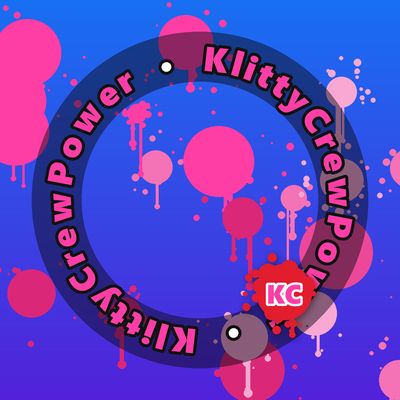 KlittyCrewPower round sticker – Sky Indigo gradient with pink paint splatters