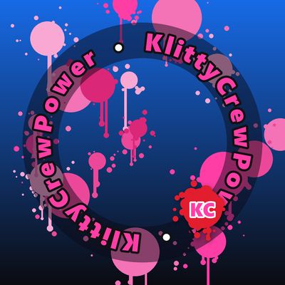 KlittyCrewPower round sticker – Sky To Black gradient with pink paint splatters