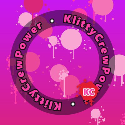 KlittyCrewPower round sticker – Violet Magenta gradient with pink paint splatters