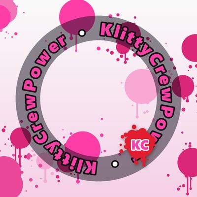KlittyCrewPower round sticker – White Blush gradient with pink paint splatters
