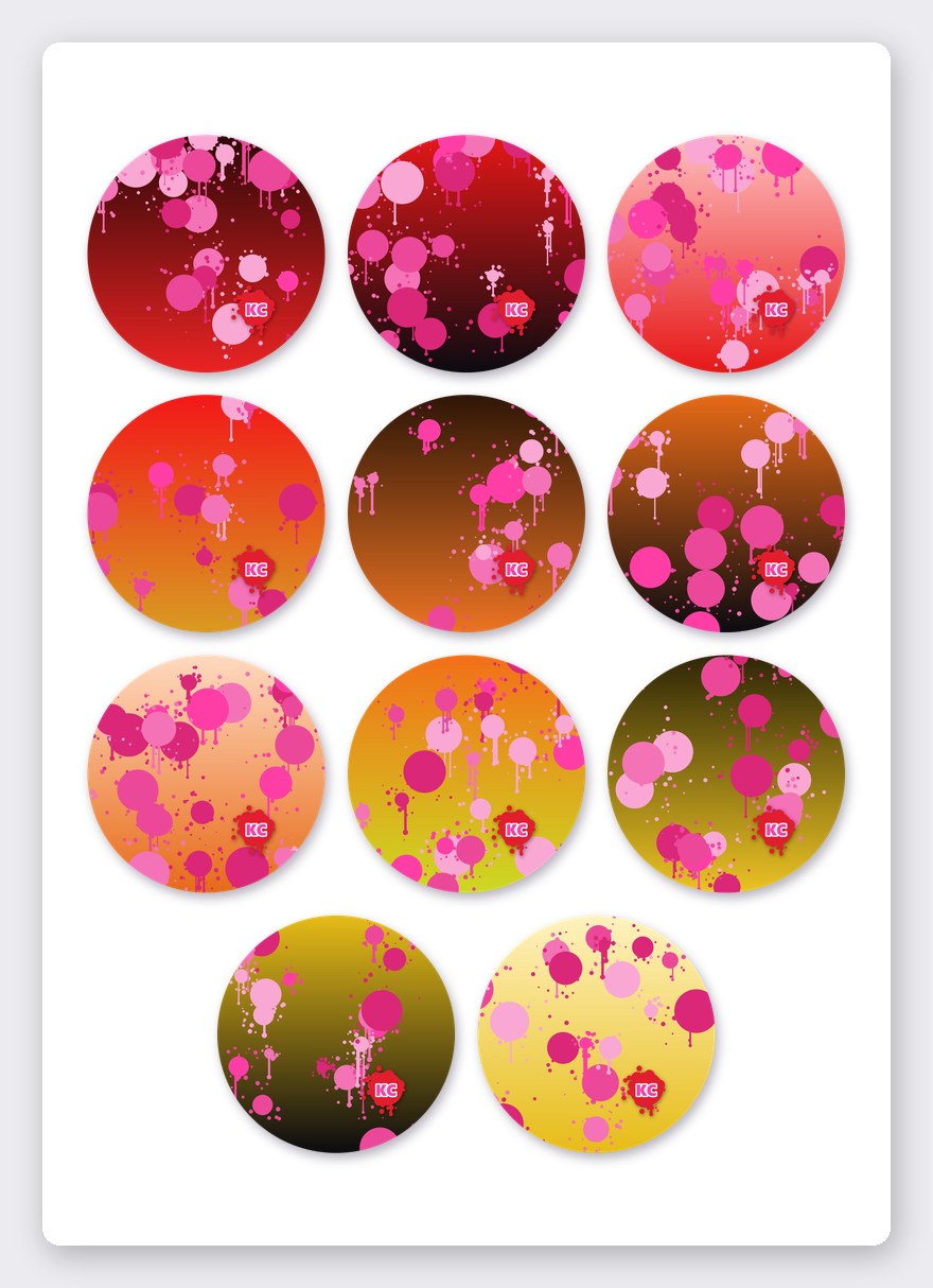 Paint splatter sticker set 1 – 11 round stickers on one A5 sheet