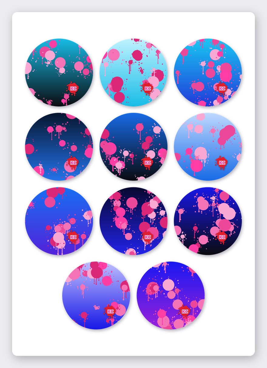 Paint splatter sticker set 4 – 11 round stickers on one A5 sheet