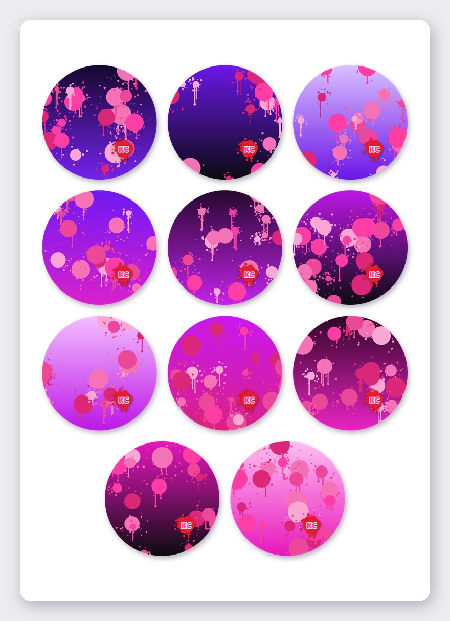 Paint splatter sticker set 5 – 11 round stickers on one A5 sheet