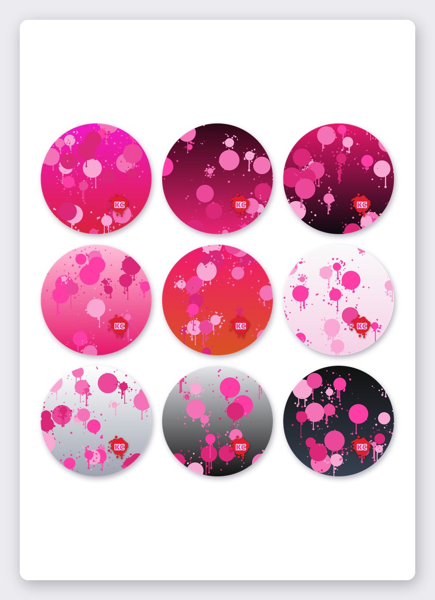 Paint splatter sticker set 6 – 9 round stickers on one A5 sheet