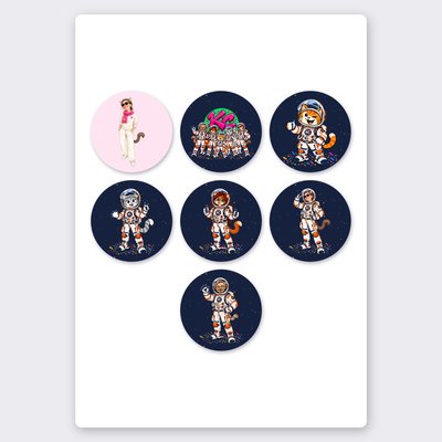 Bubble cat & Klitty Crew sticker set 2