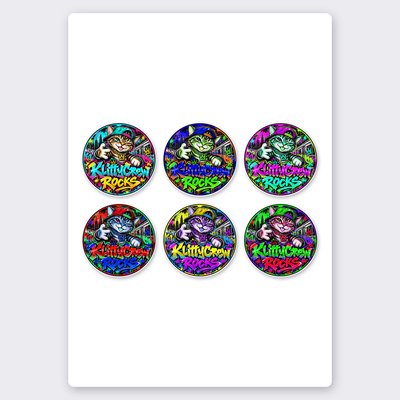 KlittyCrew «Subway» graffiti cat sticker set – 6 round stickers on one sheet