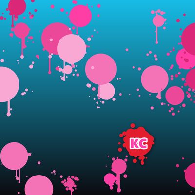 Round pink paint splatter sticker – Cyan To Black gradient