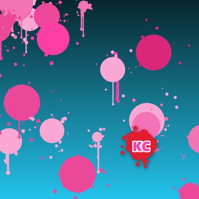 Round pink paint splatter sticker – Dark Cyan gradient