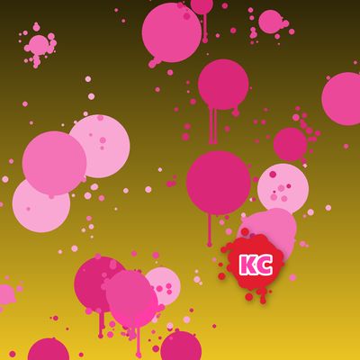 Round pink paint splatter sticker – Dark Gold gradient