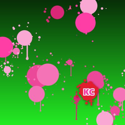 Round pink paint splatter sticker – Dark Green gradient