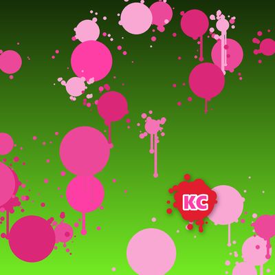 Round pink paint splatter sticker – Dark Lime gradient