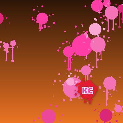 Round pink paint splatter sticker – Dark Orange gradient