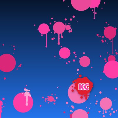 Round pink paint splatter sticker – Dark Sky gradient