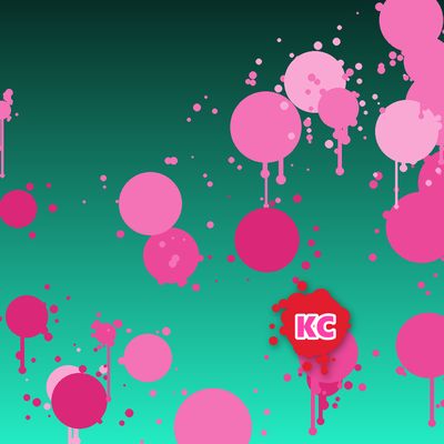 Round pink paint splatter sticker – Dark Teal gradient