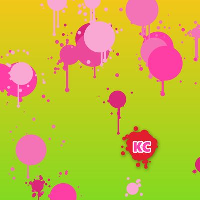 Round pink paint splatter sticker – Gold Lime gradient