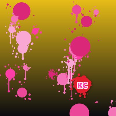 Round pink paint splatter sticker – Gold To Black gradient