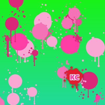 Round pink paint splatter sticker – Green Teal gradient