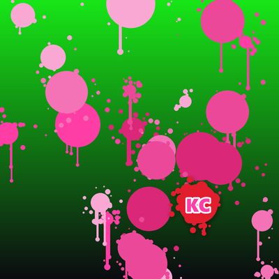 Round pink paint splatter sticker – Green To Black gradient