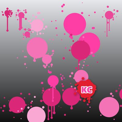 Round pink paint splatter sticker – Grey Black gradient