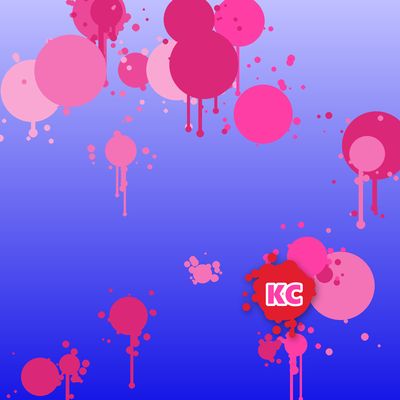 Round pink paint splatter sticker – Light Blue gradient