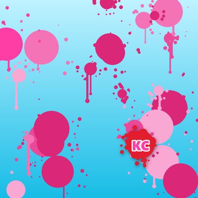 Round pink paint splatter sticker – Light Cyan gradient