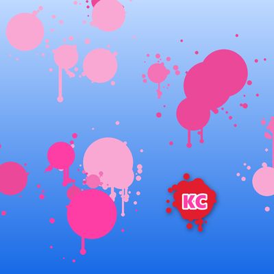 Round pink paint splatter sticker – Light Sky gradient