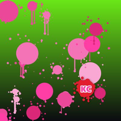 Round pink paint splatter sticker – Lime To Black gradient