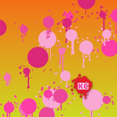Round pink paint splatter sticker – Orange Yellow gradient