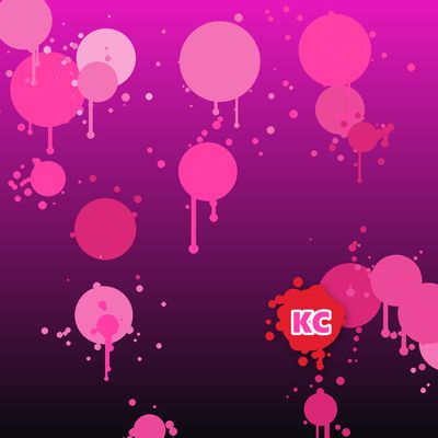 Round pink paint splatter sticker – Purple To Black gradient