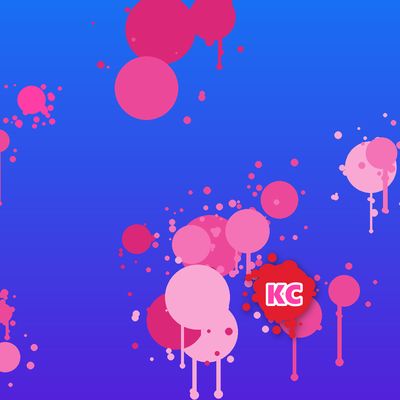 Round pink paint splatter sticker – Sky Indigo gradient