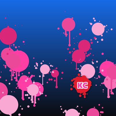 Round pink paint splatter sticker – Sky To Black gradient