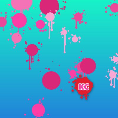 Round pink paint splatter sticker – Teal Sky gradient